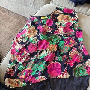 Maeve Pink and Green Asymmetrical Midi Skirt